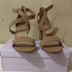 TOP Moda Beige Strappy Heels